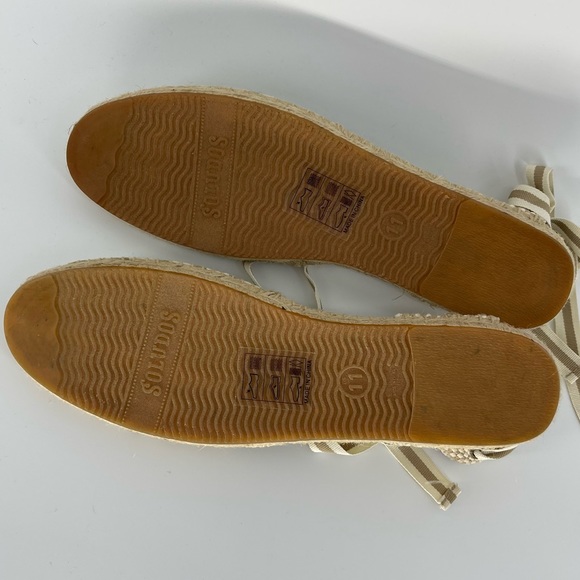 Soludos Lauren Espadrille Lace-up Sandals in White/Tan Stripe - Picture 9 of 10